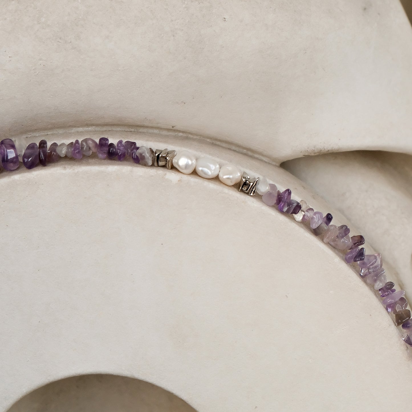Amethyst & Baroque Pearl Chakra Healing Bracelet