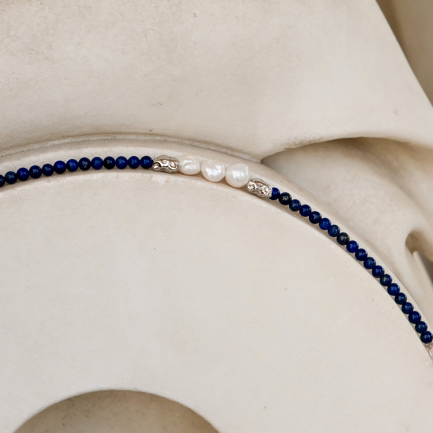 Lazurite & Baroque Pearl Chakra Healing Bracelet