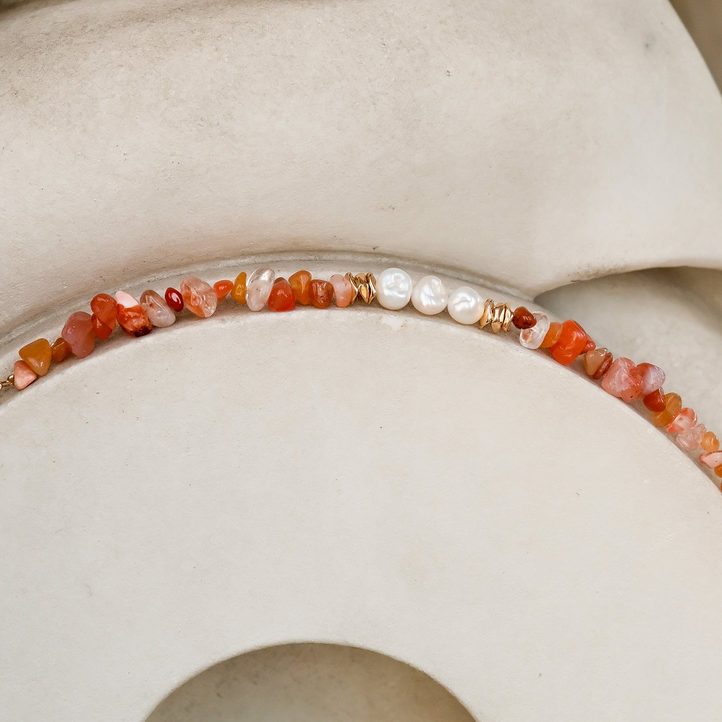 Orange Agate & Baroque Pearl Chakra Healing Bracelet