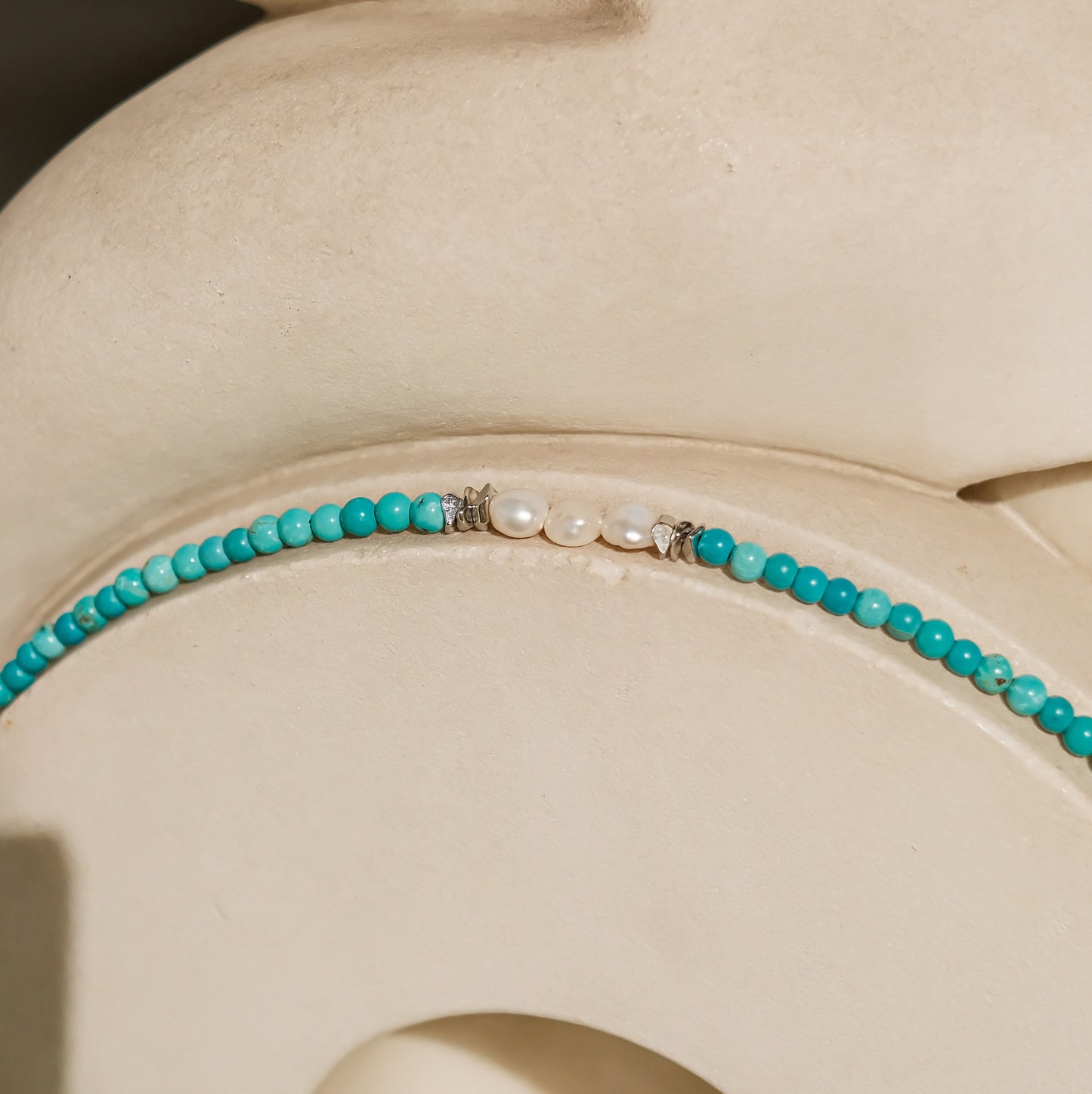Turquoise & Keshi Pearl Chakra Healing Necklace