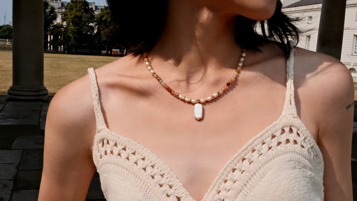 Multiple Crystal & Keshi Pearl Chakra Healing Necklace