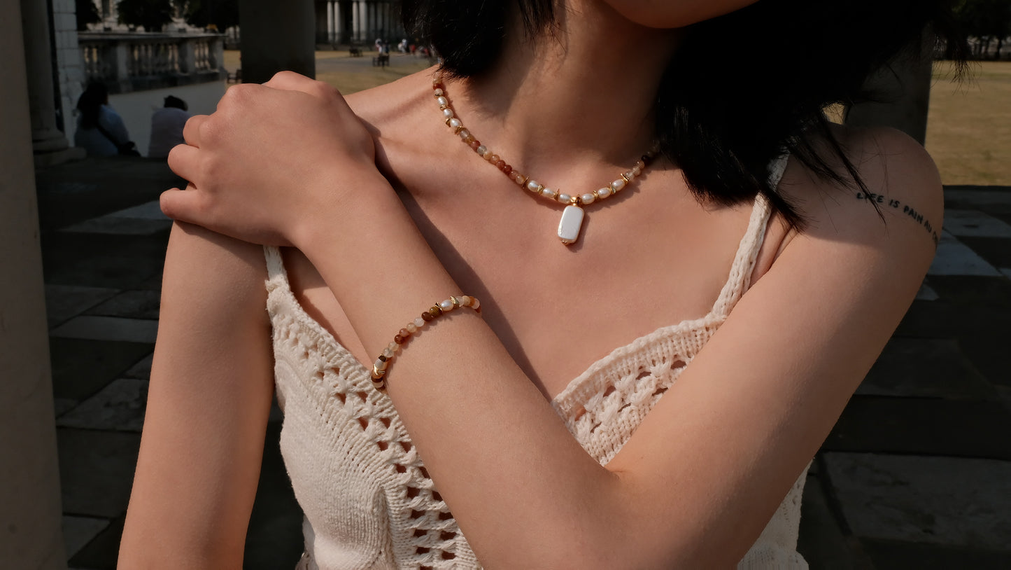Multiple Crystal & Keshi Pearl Chakra Healing Necklace