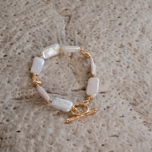 Flat-Shaped Keshi Baroque Pearl Bracelet