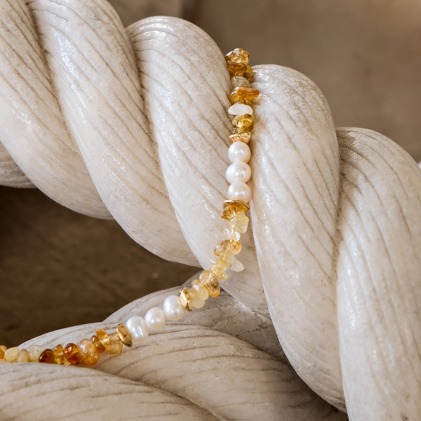 Citrine & Baroque Pearl Chakra Healing Bracelet