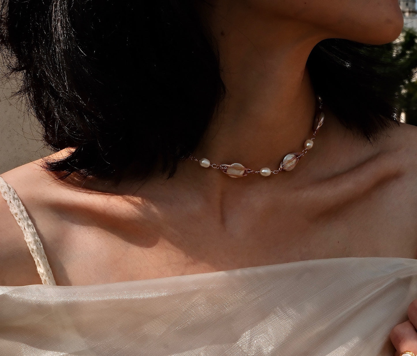 Saturn-Inspired Baroque Pearl Choker